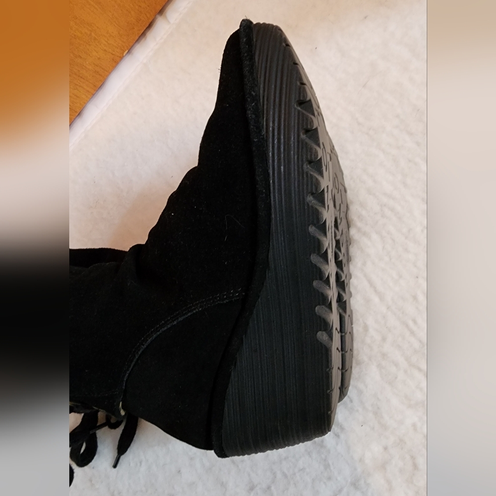 FLY London Black Suade Wedge Boot Laced Back - Picture 7 of 7